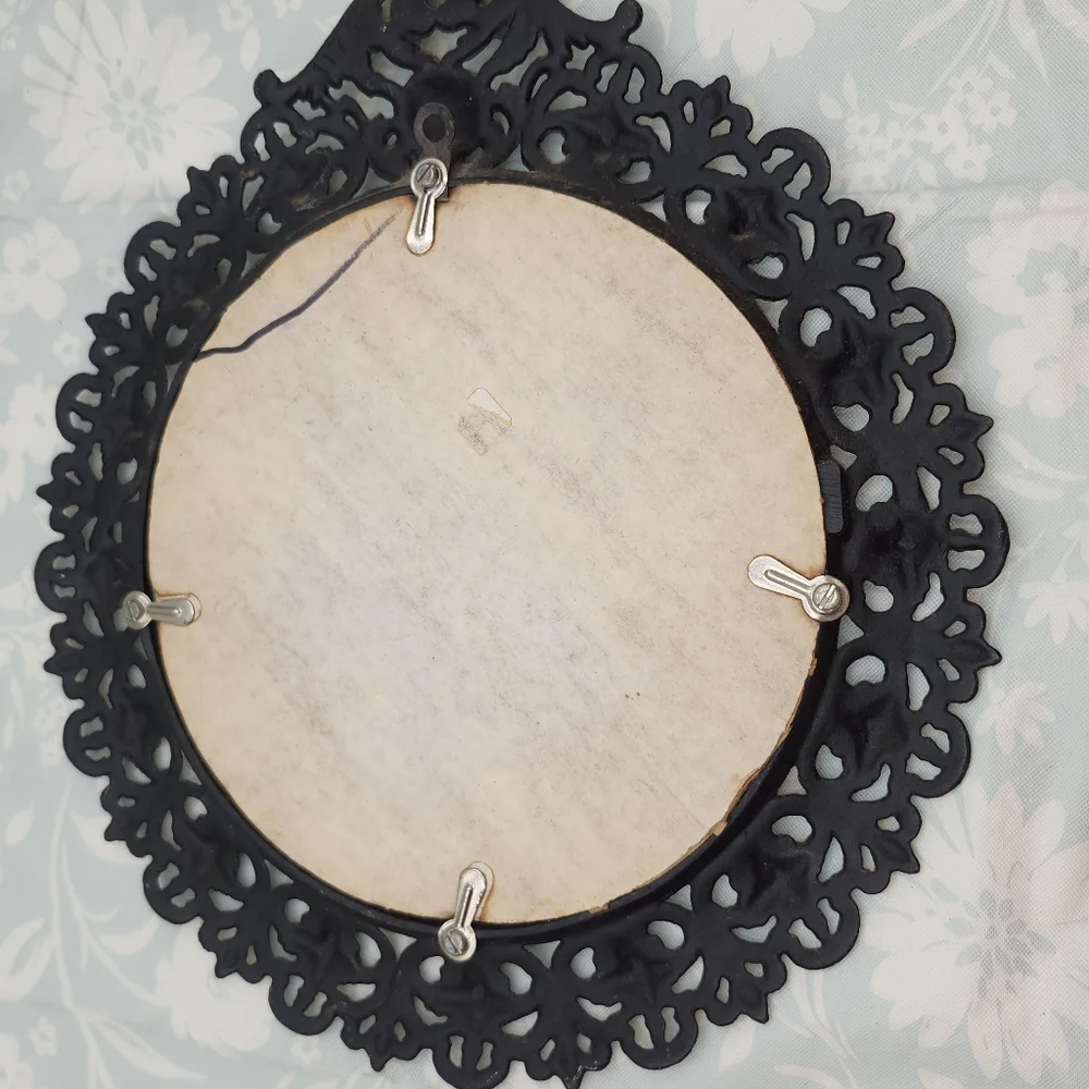 Vintage Black ornate cast wrought iron Mirror 12
